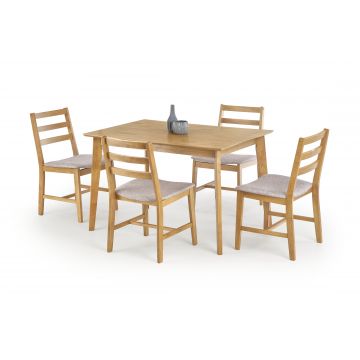 Set masa din lemn de cauciuc Corbyn Oak + 4 scaune Corbyn Oak, L120xl80xH75 cm