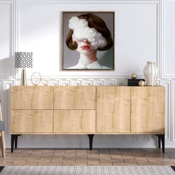 Consola Laika cu 6 usi, Stejar, 180 x 80 x 40 cm