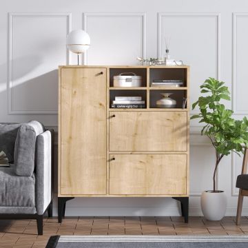 Consola Malmo cu 3 usi si 4 sertare, Stejar, 100 x 125 x 35 cm