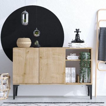 Consola Oscar 2 Usi cu 2 Rafturi, Stejar, 120 x 80 x 40 cm