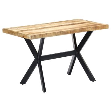 Masa de bucatarie 180cm lemn masiv reciclat si otel incrucisat