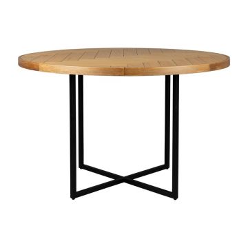 Masă de dining rotundă cu blat cu aspect de lemn de stejar ø 120 cm Class – Dutchbone