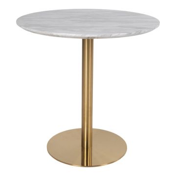 Masă de dining rotundă cu blat cu aspect de marmură ø 90 cm Bolzano – House Nordic