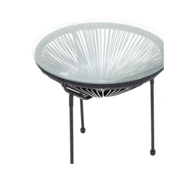 Masa de gradina Pakoworld Acapulco metal/poliratan negru