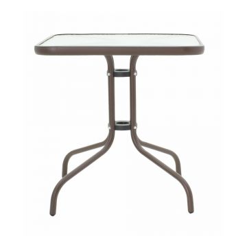 Masa de gradina Pakoworld Watson maro metal/sticla