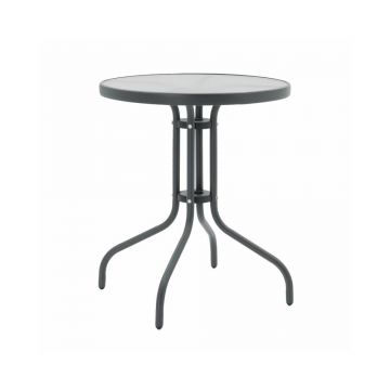 Masa de gradina Pakoworld Watson metal/sticla gri