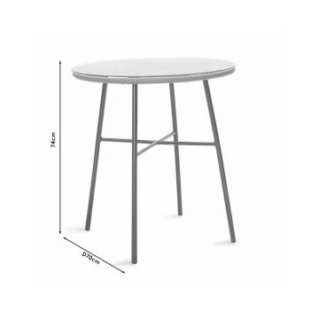 Masa Pakoworld Gaus metal negru/gri