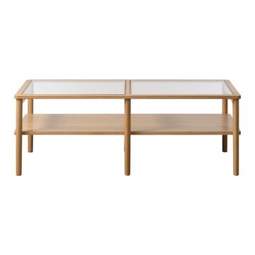 Măsuță de cafea în culoare naturală din sticlă 60x120 cm Elba – Unique Furniture