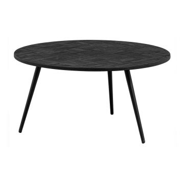 Măsuță de cafea neagră rotundă lemn de tec ø 74 cm Leo – WOOOD
