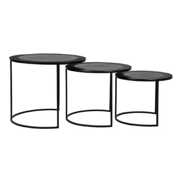 Măsuțe de cafea negre 3 buc. rotunde din metal ø 55 cm Tres – LABEL51