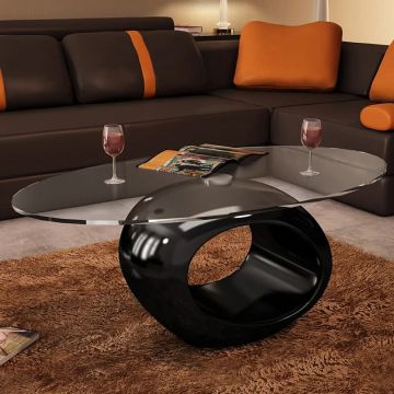 Masuta de cafea cu blat oval din sticla