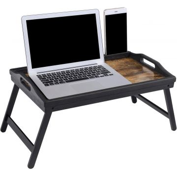 Masuta pentru mic dejun / laptop, Songmics, 50 x 30 x 26 cm, bambus/MDF, maro rustic