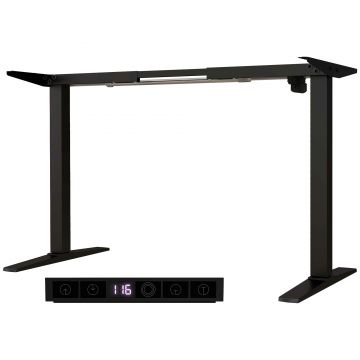 Vinsetto Structura pentru Birou Electrica Reglabila in Inaltine cu Afisaj LED si Mod Anti-oboseala, din Otel, 110x60x71-116 cm, Negru
