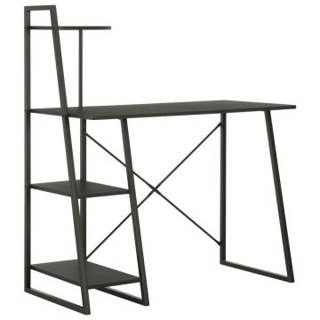 Birou cu rafturi negru 102 x 50 x 117 cm