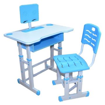 Birou cu scaunel pentru copii, reglabile, albastru, baieti, din lemn, metal si PVC, pentru scoala - Lipsa suport tableta