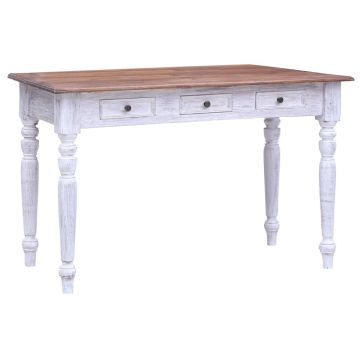 Birou cu sertare alb 117 x 57 x 75 cm lemn masiv reciclat