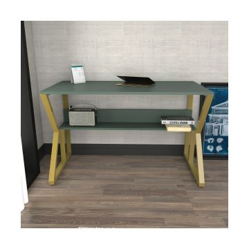 Birou Wake, 120x60x72.8 cm, Verde/Auriu