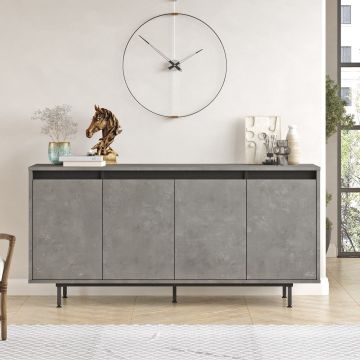 Consola Birou - Sufragerie Schoroder, Stejar - Gri, 160 x 76 x 45 cm