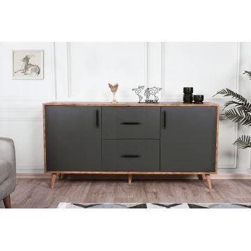 Consola Cordoba stil Scandinav 2 usi si 2 sertare , Nuc, 160 x 77 x 40 cm