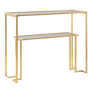 Masă consolă aurie cu blat din sticlă 35x100 cm Level – Mauro Ferretti Masă consolă aurie cu blat din sticlă 35x100 cm Level – Mauro Ferretti