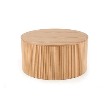 Masa de cafea din MDF, furnir si lemn, Waylon Natural, Ø80xH41 cm