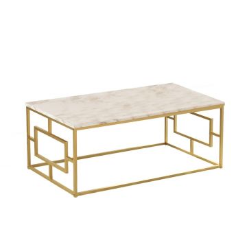 Masa de cafea din pal si metal, VG12-GE Alb / Auriu, L100xl60xH40 cm