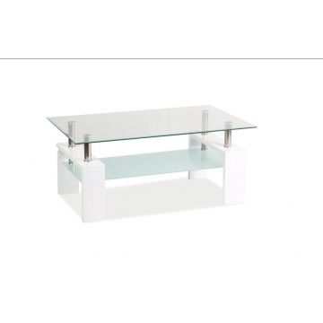 Masa de cafea, din sticla si MDF Lisette Basic II Transparent / Alb, L100xl60xH55 cm