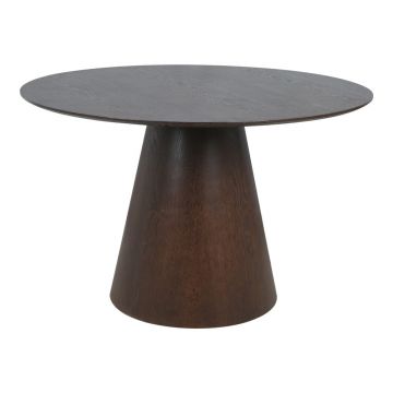Masă de dining rotundă cu blat cu aspect de lemn de nuc ø 120 cm Bolton – House Nordic Masă de dining rotundă cu blat cu aspect de lemn de nuc ø 120 cm Bolton – House Nordic