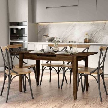 Masa Dining Adore Extensibila, Alb Lucios - Nuc, 120-150 x 75 x 70 cm Masa Dining Adore Extensibila, Alb Lucios - Nuc, 120-150 x 75 x 70 cm