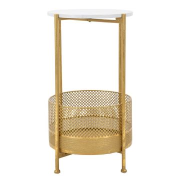 Măsuță auxiliară rotundă cu blat cu aspect de marmură ø 35 cm Basket – Mauro Ferretti Măsuță auxiliară rotundă cu blat cu aspect de marmură ø 35 cm Basket – Mauro Ferretti