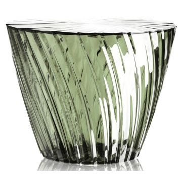 Masuta Kartell Sparkle design Tokujin Yoshioka diametru 45cm h 35cm verde salvie transparent