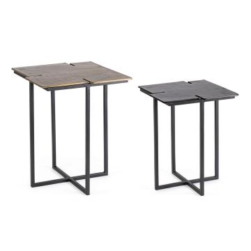 Set 2 masute de cafea Nahla, Bizzotto, 41x41x50 cm, otel/aluminiu turnat