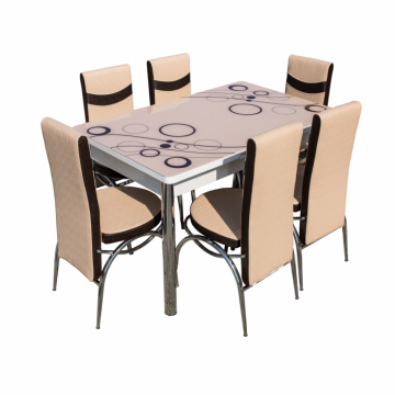 Set Lara, masa extensibila cu 6 scaune, crem, 130 165x80x79 cm