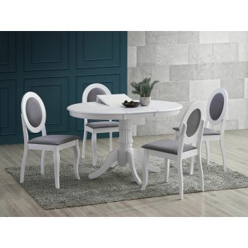 Set Masa Extensibila Wilde + 4 Scaune Benoni, 90-123x90x76 cm, Alb