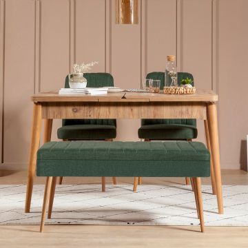 Set masă și scaune extensibile (4 bucăți) Vina 0701 - 3 - Anthracite, Atlantic Extendable Dining Table & Chairs Set 15, Stejar, 77x75x120 cm