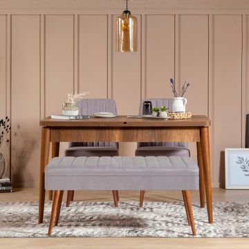Set masă și scaune extensibile (4 bucăți) Vina 0701 - 3 - Anthracite, Atlantic Extendable Dining Table & Chairs Set 4, Nuc, 77x75x120 cm