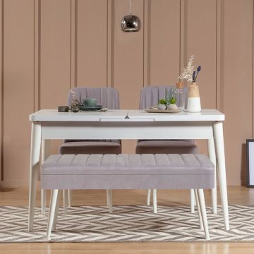 Set masă și scaune extensibile (4 bucăți) Vina 0701 - 3 - Anthracite, Atlantic Extendable Dining Table & Chairs Set 5, Alb, 77x75x120 cm