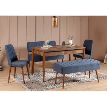 Set masă și scaune extensibile (5 bucăți) Vina 0701 - 4 - Anthracite, Atlantic Extendable Dining Table & Chairs Set 10, Nuc, 77x75x120 cm