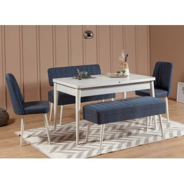 Set masă și scaune extensibile (5 bucăți) Vina 0701 - 4 - Anthracite, Atlantic Extendable Dining Table & Chairs Set 11, Alb, 77x75x120 cm