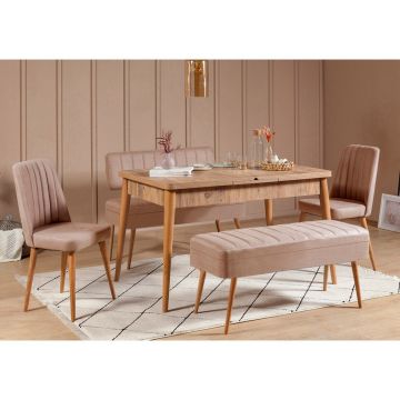 Set masă și scaune extensibile (5 bucăți) Vina 0701 - 4 - Anthracite, Atlantic Extendable Dining Table & Chairs Set 6, Stejar, 77x75x120 cm