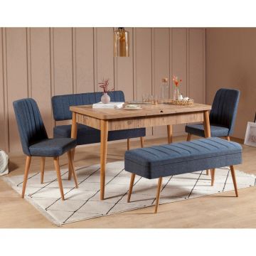 Set masă și scaune extensibile (5 bucăți) Vina 0701 - 4 - Anthracite, Atlantic Extendable Dining Table & Chairs Set 9, Stejar, 77x75x120 cm