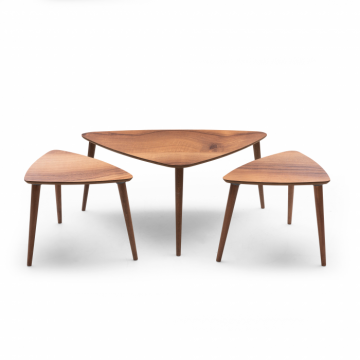 Set PIRAMIT cu masuta de cafea si 2 masute auxiliare, urartu + nuc