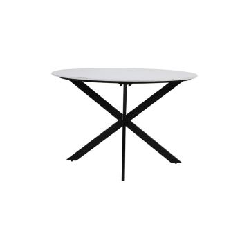 Masă de dining neagră-albă rotundă cu blat cu aspect de marmură ø 120 cm Tomochi – Light & Living