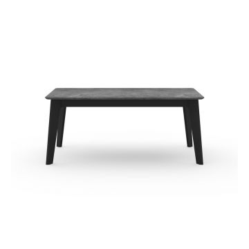 Masă de dining neagră extensibilă cu blat cu aspect de lemn de beton 100x180 cm Shadow – TemaHome