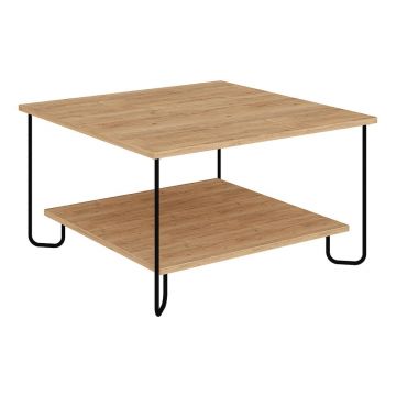 Măsuță de cafea în culoare naturală cu blat cu aspect de lemn de stejar 80x80 cm Tonka – Marckeric