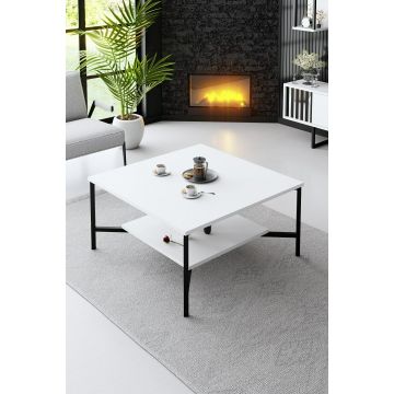 Masuta de Cafea Line,80x80x40 CM - Alb/Negru