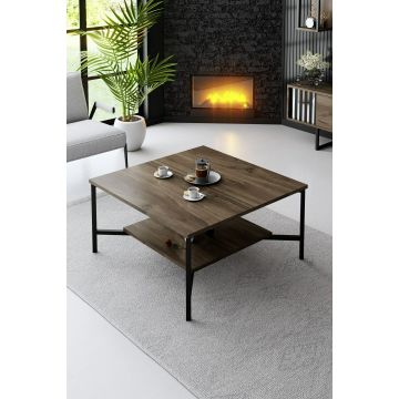 Masuta de Cafea Line, 80x80x40 CM - Nuc/Negru