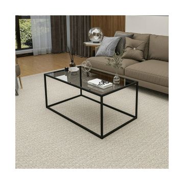 Masuta de Cafea Lizbon, 90x50x40 CM - Negru/Sticla Fumurie