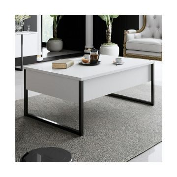 Masuta de Cafea Luxe, 90x60x40 CM - Alb/Negru