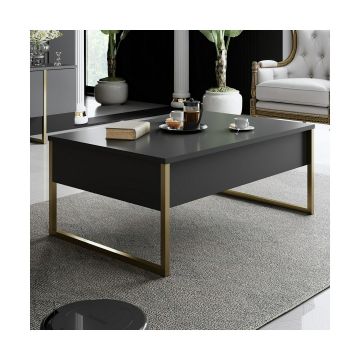 Masuta de Cafea Luxe, 90x60x40 CM - Antracit/Auriu